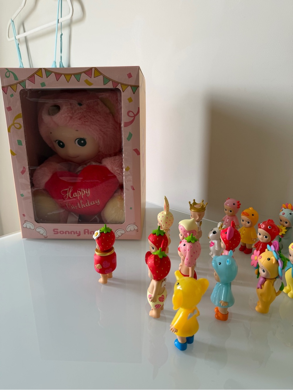 Sonny Angel Pink Plush Bear Doll with Red 'Happy Birthday' Heart - Picture 8 of 8